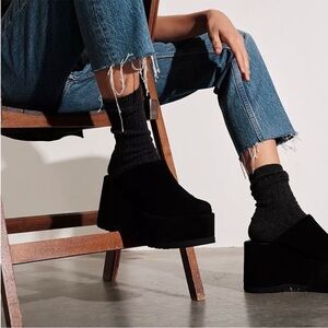 Free People Black Platform Mules